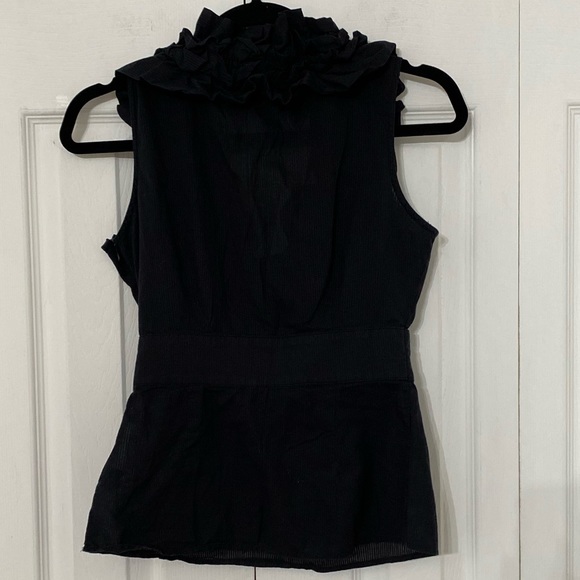 roccobarocco | Black Rhinestone Ruffled Top 6 - Picture 5 of 9